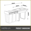 Austen & Co. 30L Built-In Hinged Cupboard Kitchen Bin - 3 Compartments