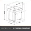 Austen & Co. 60L Built-In Hinged Cupboard Kitchen Bin - 2 Compartments