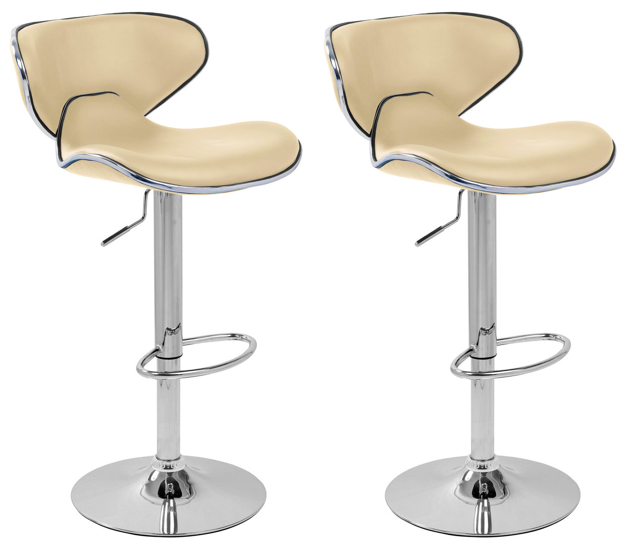 Pair of Carcaso Kitchen Bar Stools Cream Breakfast Bar