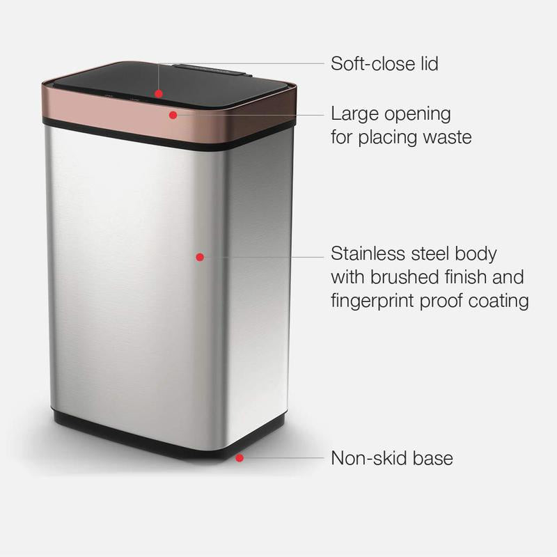 Morphy Richards Pro 60L Rectangular Sensor Bin Stainless Steel Rose