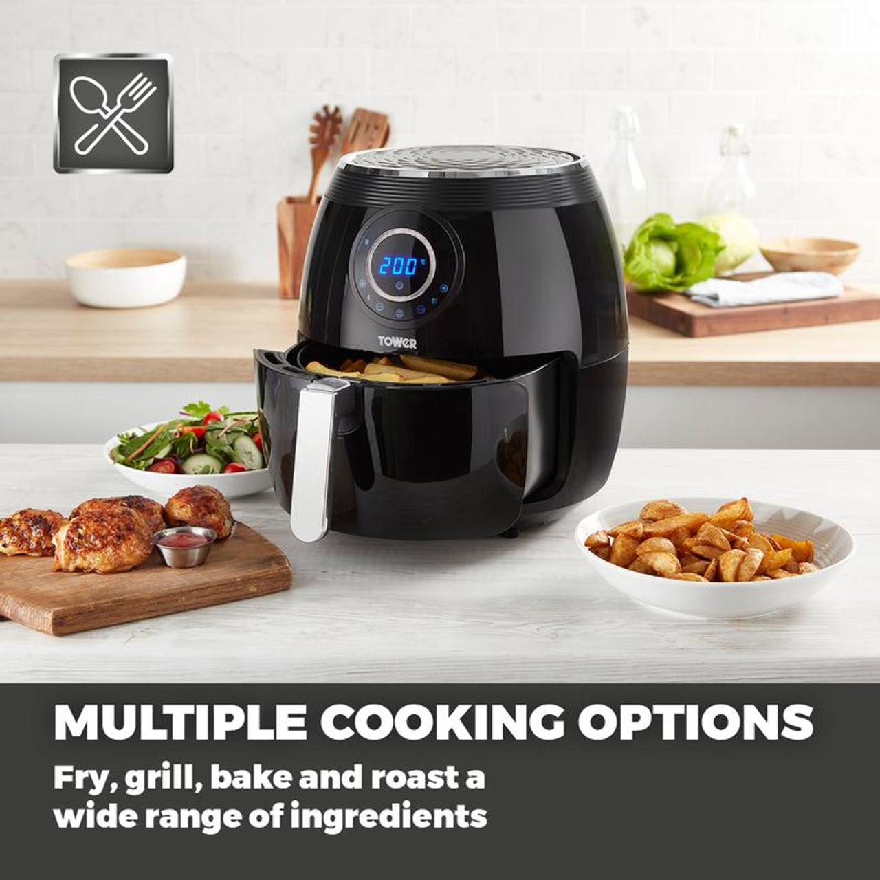 Tower Vortx 1800W 6.5L Digital Air Fryer Black Cut Price Kitchens