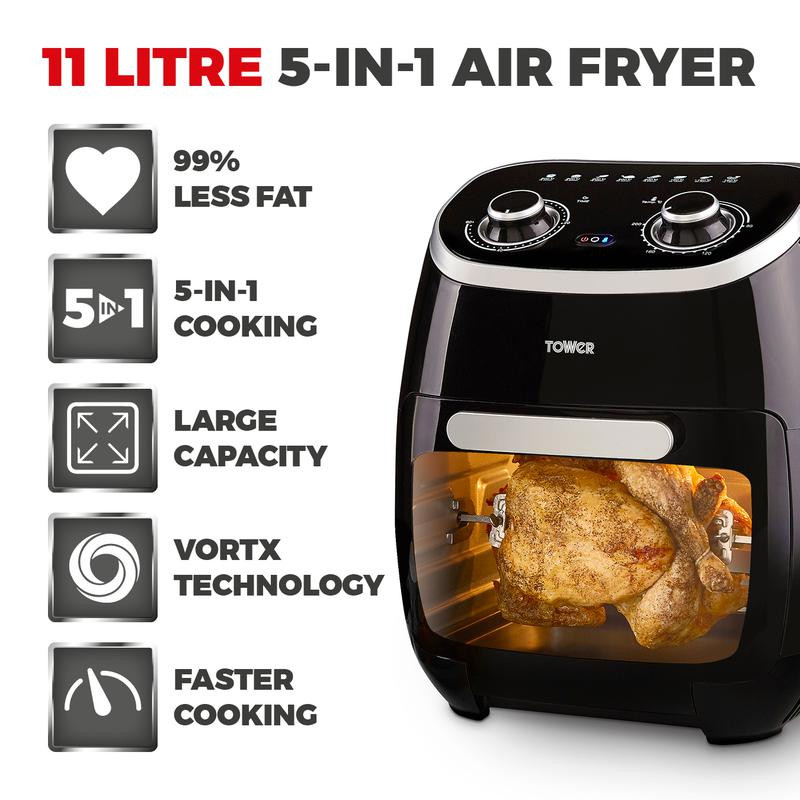 Tower Vortx Xpress 2000W 11L 5in1 Manual Air Fryer Oven with