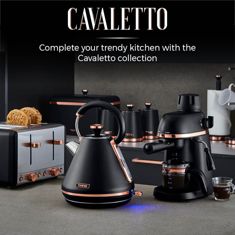 Tower Cavaletto 3KW Jug Kettle Black and Rose Gold Accents