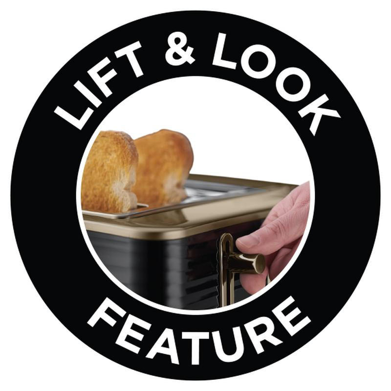 Russell Hobbs Inspire Brass 4 Slice Toaster Black Cut Price Kitchens