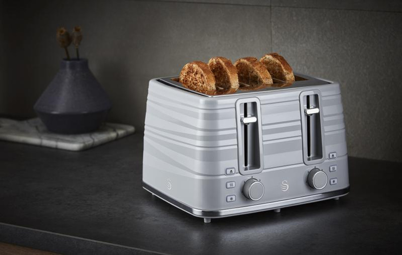 Swan 1600W 4Slice Symphony Toaster Grey Cut Price Kitchens