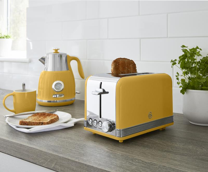 Swan Mustard Toaster And Kettle Swan Retro Slice Toaster Yellow