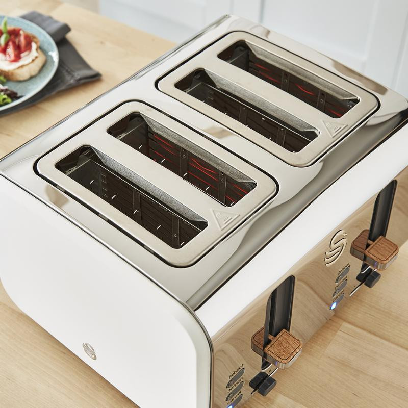 Swan 4 Slice Nordic Style Toaster - White - Cut Price Kitchens