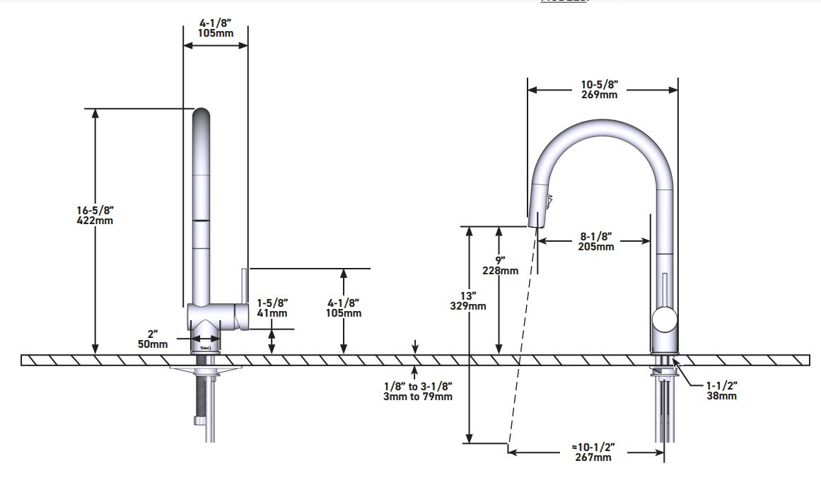 Riobel Azure Stainless Steel Pull Down Mixer Tap