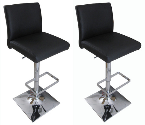 Pair of Snella Leather Bar Stools Black Pair of Snella Leather Bar Stools Black