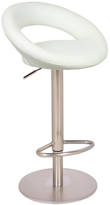 Deluxe Sorrento Leather Brushed Bar Stool White Deluxe Sorrento Leather Brushed Bar Stool White