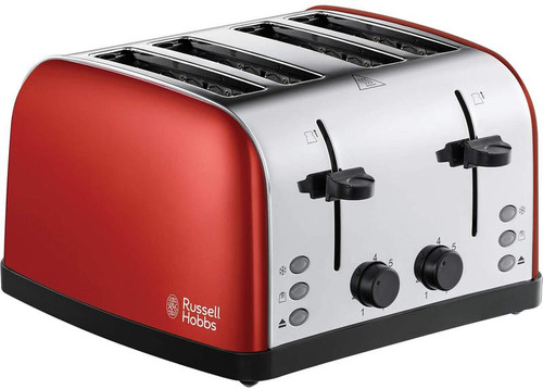 Russell Hobbs Stainless Steel 4 Slice Toaster - Red