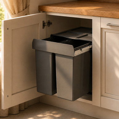 Austen & Co. 68L Built-In Hinged Cupboard Kitchen Bin - 2 Compartments