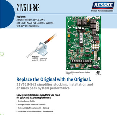 White-Rodgers Furnace Control Kit # 21V51U-843