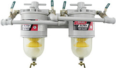 Baldwin 300-MFV Two Diesel Fuel Filter/Water Separators Manifolded with Shut-Off Valves