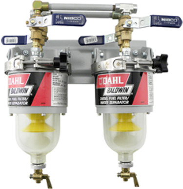 Baldwin 100-MFV Two Diesel Fuel Filter/Water Separators Manifolded with Shut-Off Valves