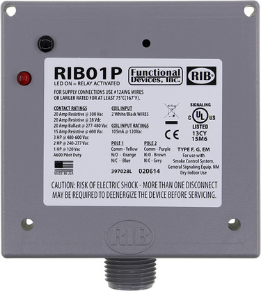 Functional Devices RIB01P 120V 20A DPDT Power Ctrl Relay