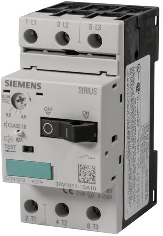 Siemens Industrial Controls 3RV1011-1GA10 4.5-6.3A MotorStarterProtector