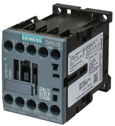 Siemens Industrial Controls 3RT2016-1AK61  3Pole 120v 9Amp 1-N/O AuxCont