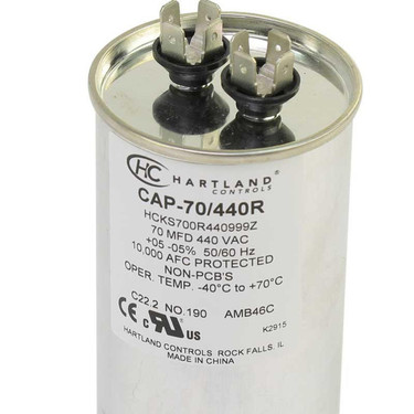 Hartland Controls CAP-70/7.5/440R  70/7.5MFD 370/440V RND RUN CAP