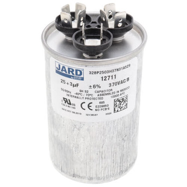 MARS 12711 25/3MFD 370V Rnd Run Capacitor