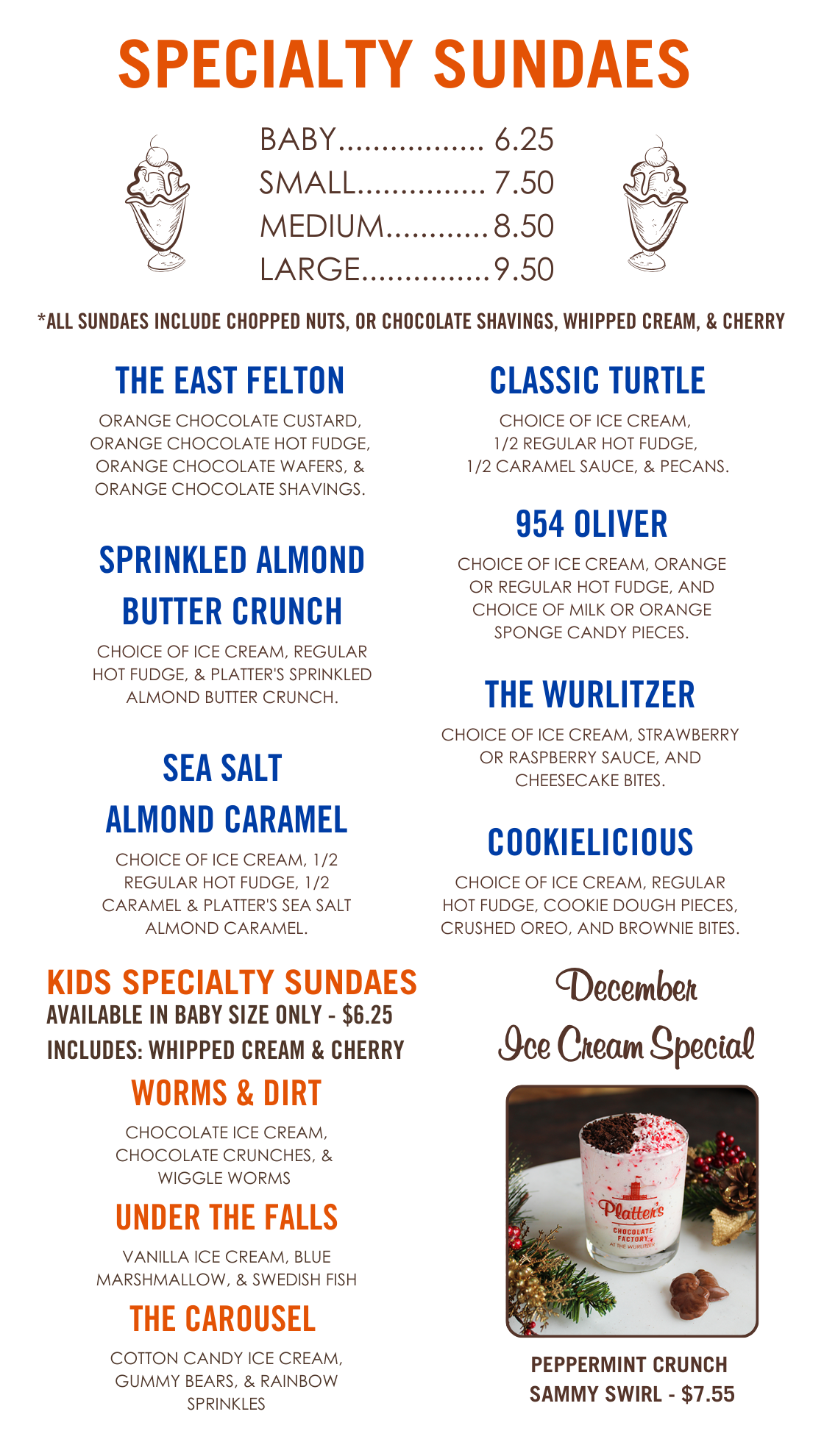 Platter's Ice Cream Shoppe Menu Platter's Chocolate Factory