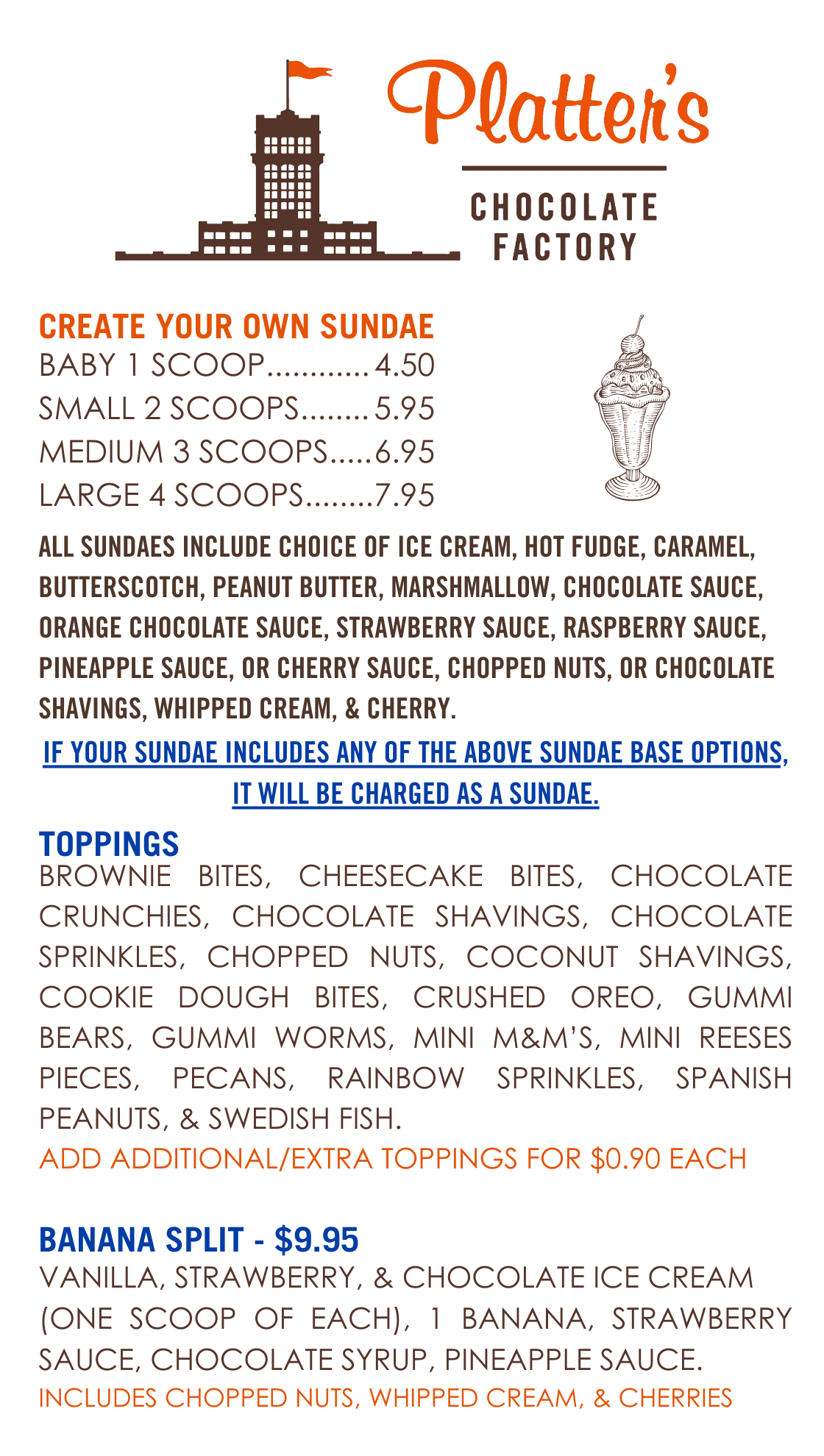 Ice Cream Shoppe Menu