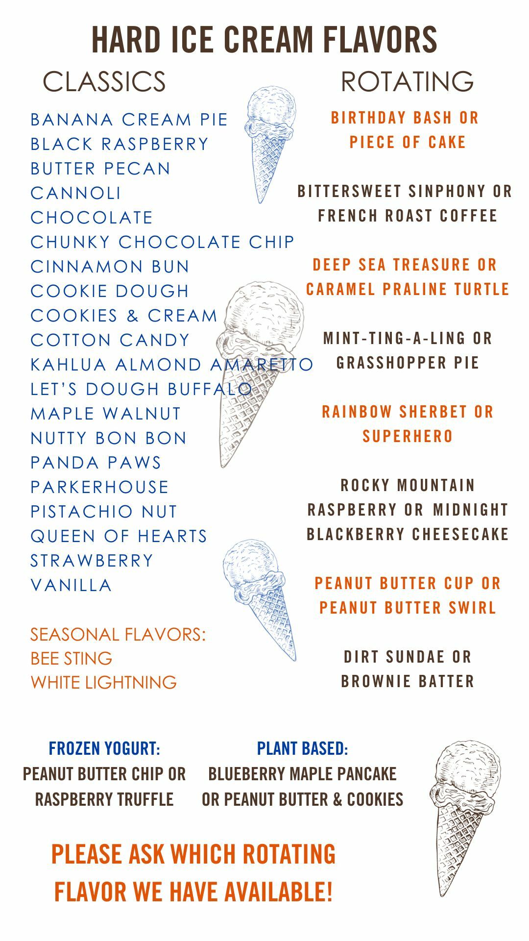 Ice Cream Shoppe Menu