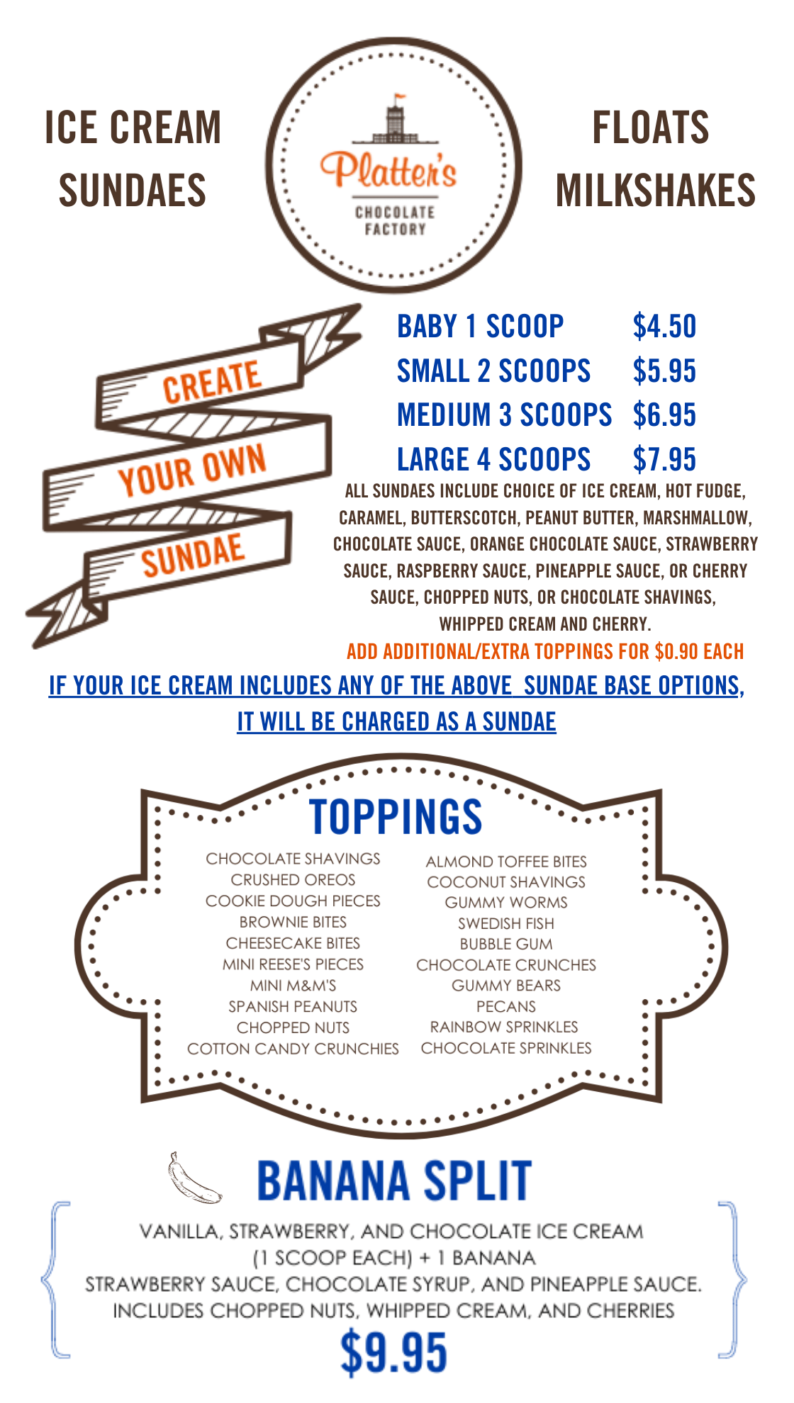 Platter's Ice Cream Shoppe Menu Platter's Chocolate Factory