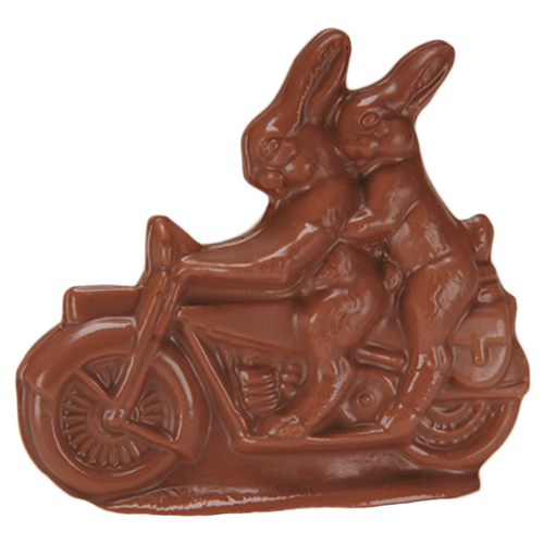 Easter Chocolate Bunnies on Motorcycle Platter's Chocolate