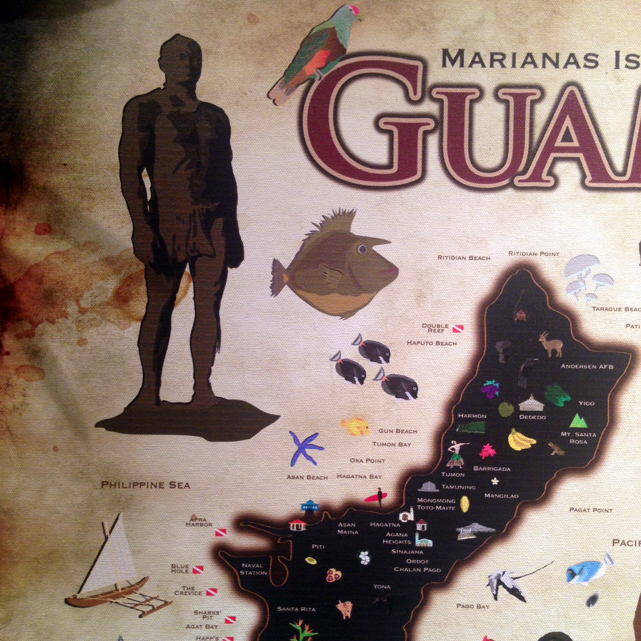 Grunge Guam Map on Canvas - 20x24 | Gerard Aflague Collection