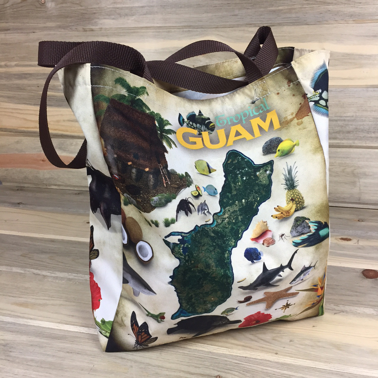 LightWeight Tropical Guam Polyester Tote Bag 15.5x12.5x5