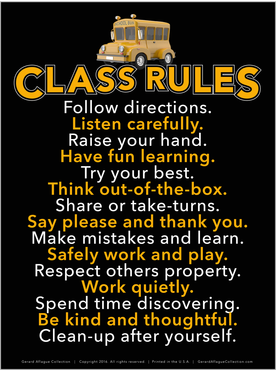 high school classroom rules poster