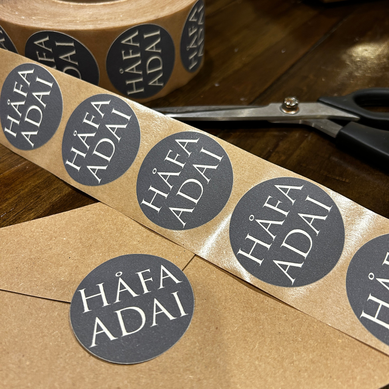 1.5 Hafa Adai Stickers for Envelopes, Gifts, and for Party Favors