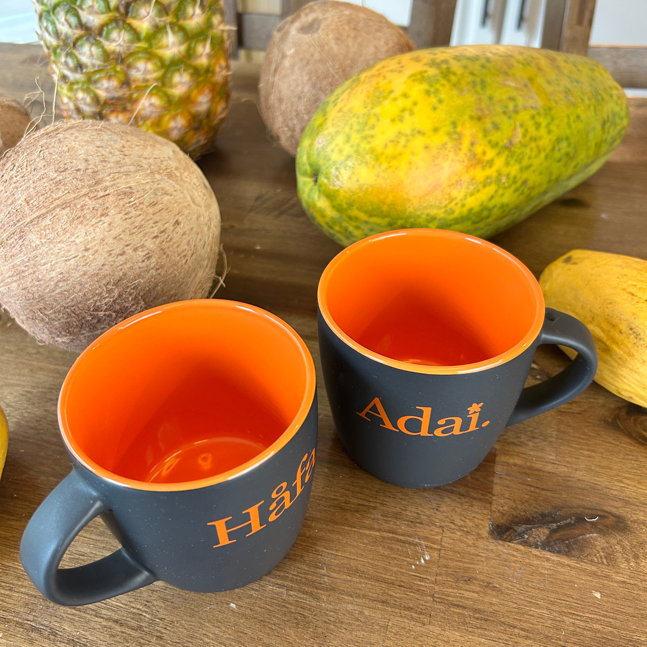 Two-Piece Orange Hafa Adai Mugs