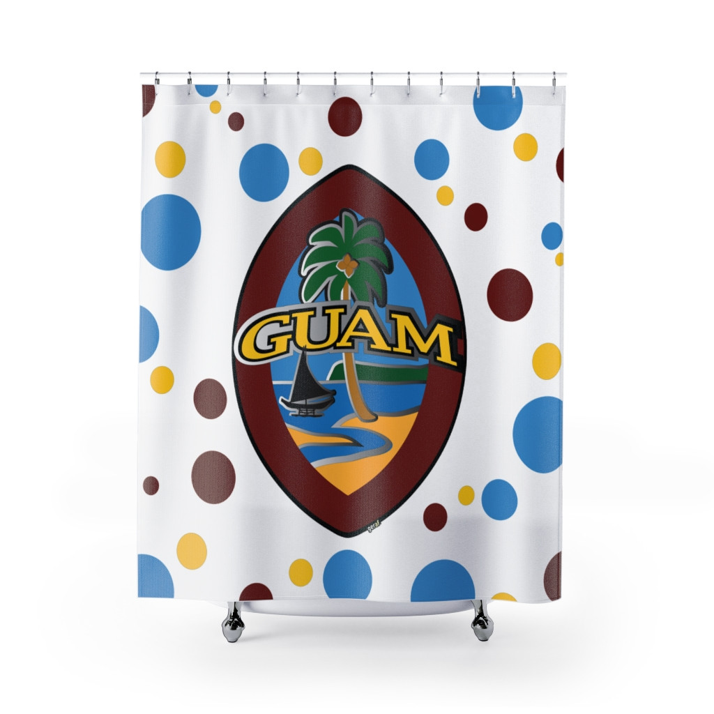 Polka Dotted Modern Guam Seal Shower Curtain Gerard Aflague Collection