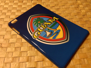 iPad mini with Modern Guam Seal on blue background (snap-on case)