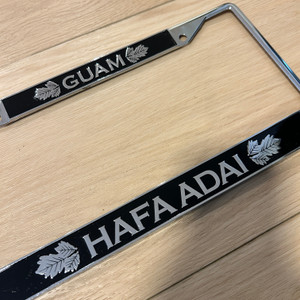 Breadfruit Leaves Black Hafa Adai Guam Chrome License Plate Frame
