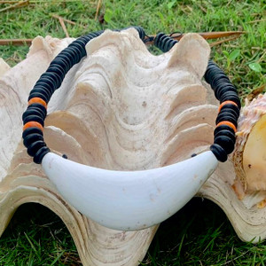 Marianas Giant Clam (Hima) Sinahi w/Karabao Beads and Spondylus Accents