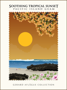 18x24 Inch - Northern Beach Sunset Illustration Poster