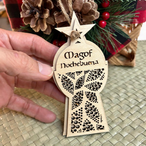 Small Magof Nochebuena Latte Stone Merry Christmas Wood Ornament Small Magof Nochebuena Latte Stone Merry Christmas Wood Ornament