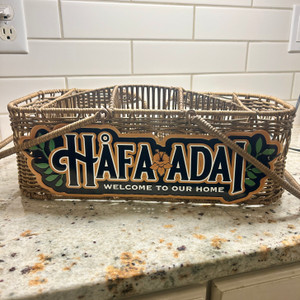 Rectangle Hafa Adai (Guam, CNMI) Rattan Party Caddy