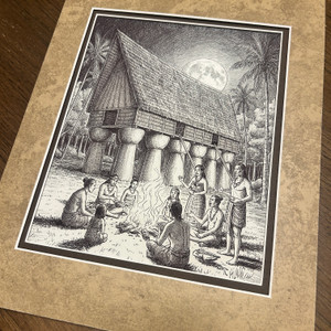 Latte Stone House Illustration - 8x10 Inches