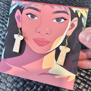 Walnut Latte Stone Wood Earrings