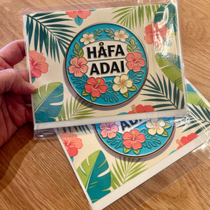 Floral Embossed Hafa Adai Blank Greeting Cards and 2 Blank Envelopes