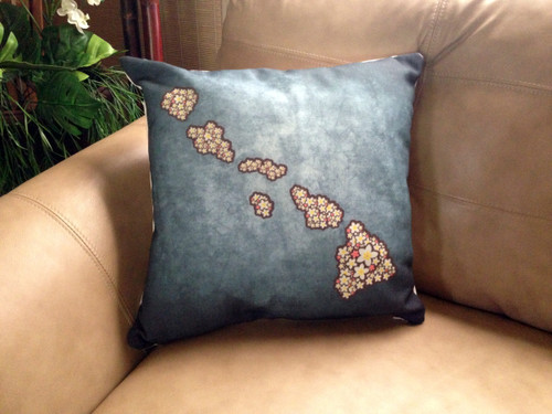 Heavy-Textured Hawaiian Islands in Plumeria Pillow - 18 x 18 inches