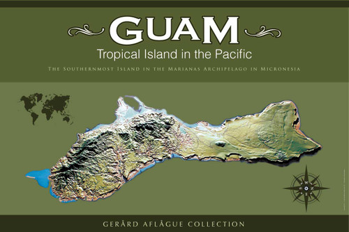 Guam Gift | Guam Poster | Home and Office Decor Poster | Island of Guam Topology Illustration - Tropical Island in the Pacific