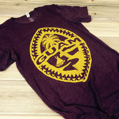 Light-Weight Guam Tribal Seal Unisex Maroon Soft T-Shirt