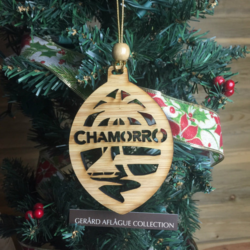 Medium Chamorro Seal Christmas Bamboo Wood Ornament