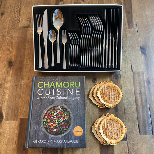  37-pc CHAMORU CUISINE Cookbook, Cutlery, and Coasters Gift Set