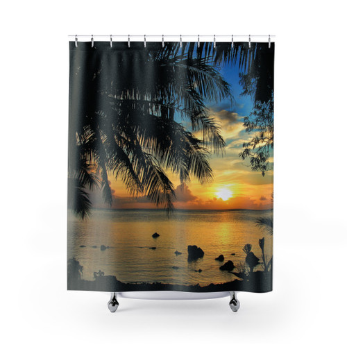 Coconut Tree in Pacific Island Shower Curtain